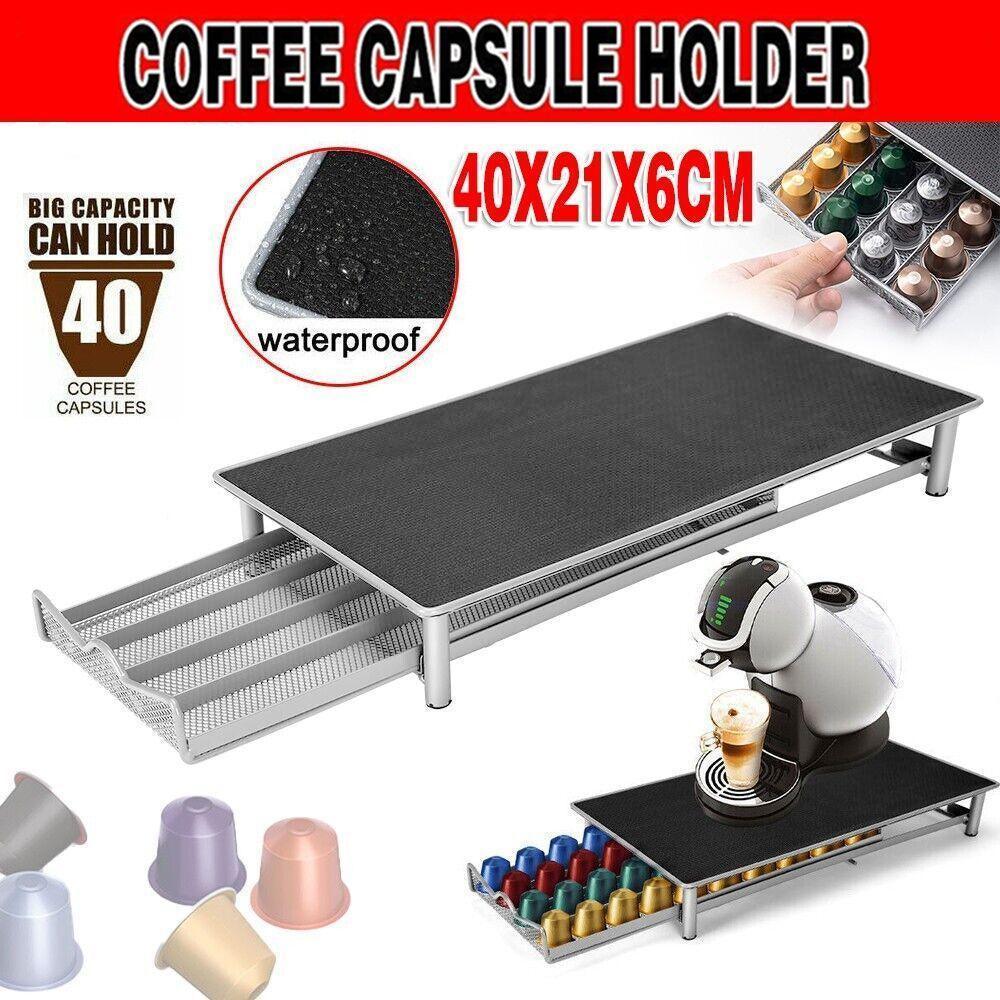Coffee Capsule Drawer Holder for 40 Nespresso Pods with Non-Slip Top Rack Wholesale Hub