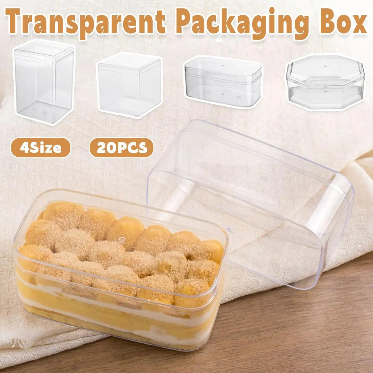 20pcs Transparent Biscuit Box Plastic Cake Box Pastry Dessert Storage Container - 7.5x7.5CM Wholesale Hub