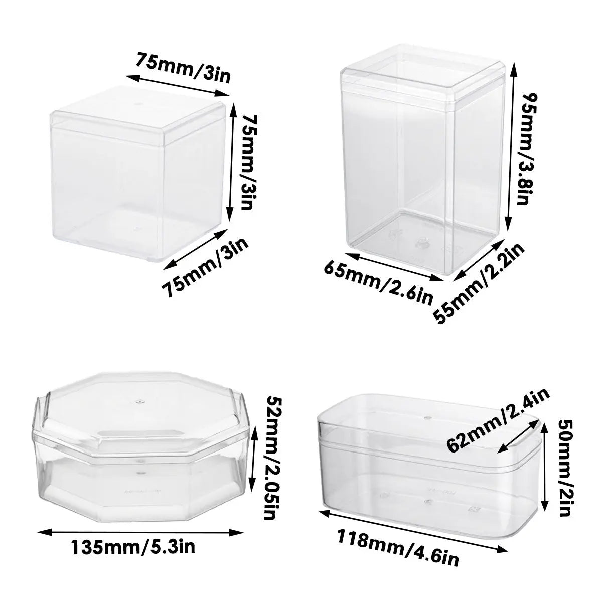 20pcs Transparent Biscuit Box Plastic Cake Box Pastry Dessert Storage Container - 7.5x7.5CM Wholesale Hub