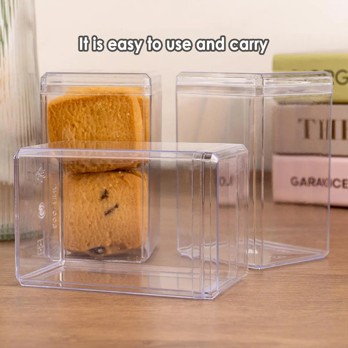 20pcs Transparent Biscuit Box Plastic Cake Box Pastry Dessert Storage Container - 7.5x7.5CM Wholesale Hub
