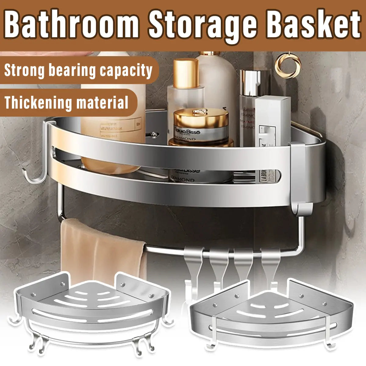 Wall Mounted Bathroom Shelf Triangle Corner Shower Storage Rack for Toiletries - Single layer Wholesale Hub