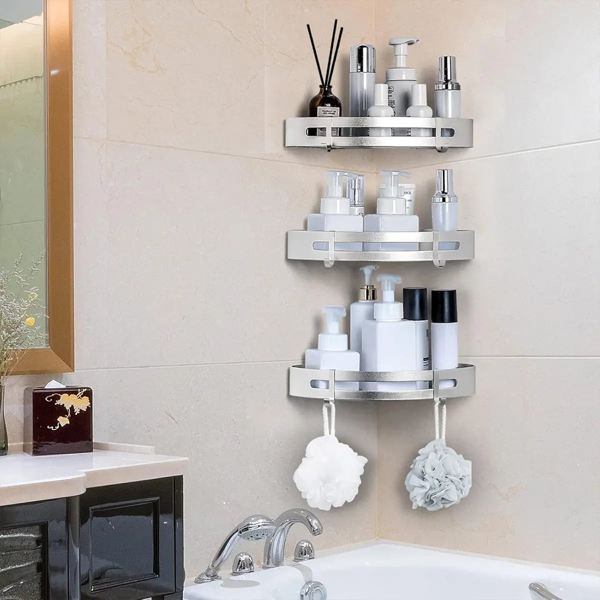 Wall Mounted Bathroom Shelf Triangle Corner Shower Storage Rack for Toiletries - Single layer Wholesale Hub