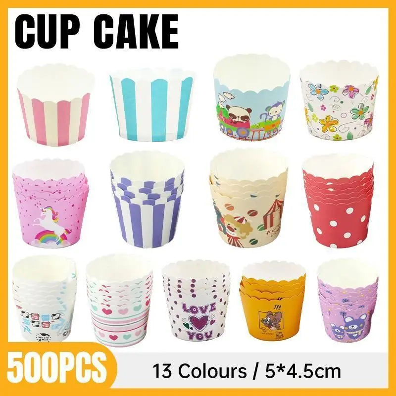 500pcs Colorful Cupcake Muffin Baking Cups Greaseproof Nonstick Paper Liners - Cupcake-500pcs-FTBD Wholesale Hub