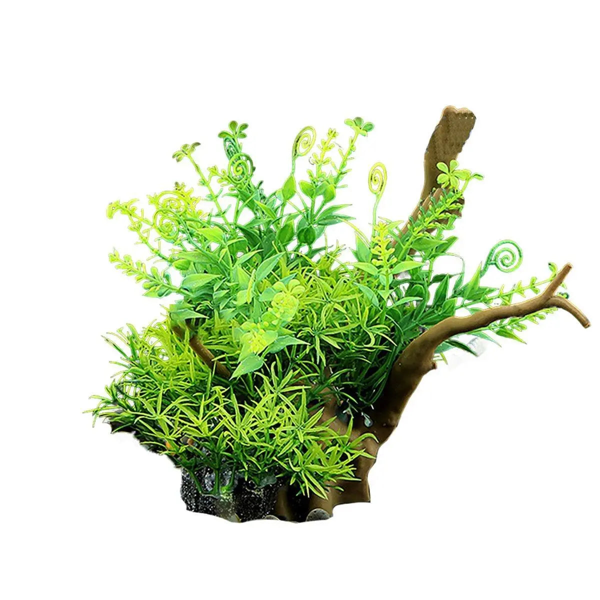 Aquarium Landscaping Decoration Artificial Wood and Plants Fish Tank Ornament - CM3901-Green Wholesale Hub