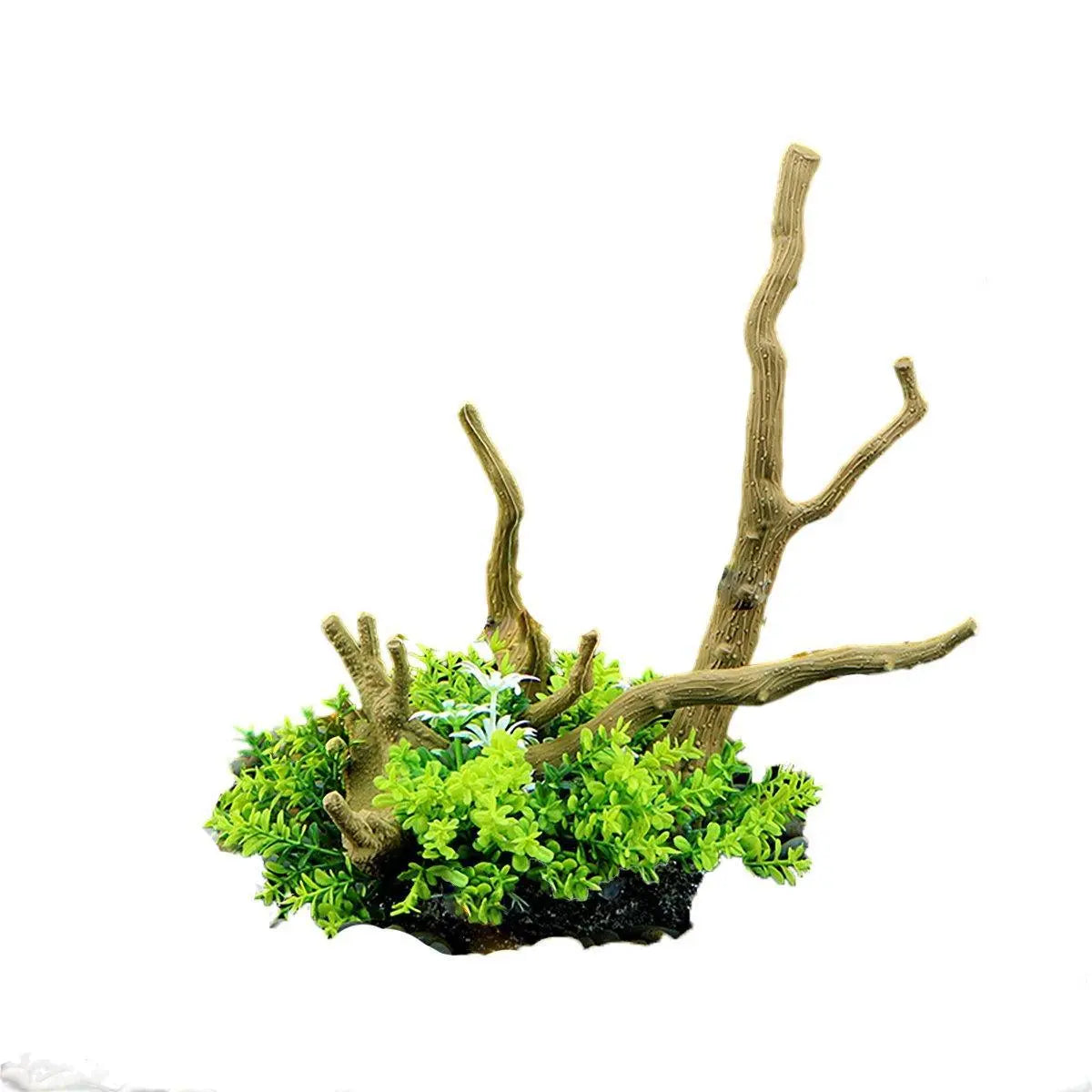 Aquarium Landscaping Decoration Artificial Wood and Plants Fish Tank Ornament - CM3901-Green Wholesale Hub