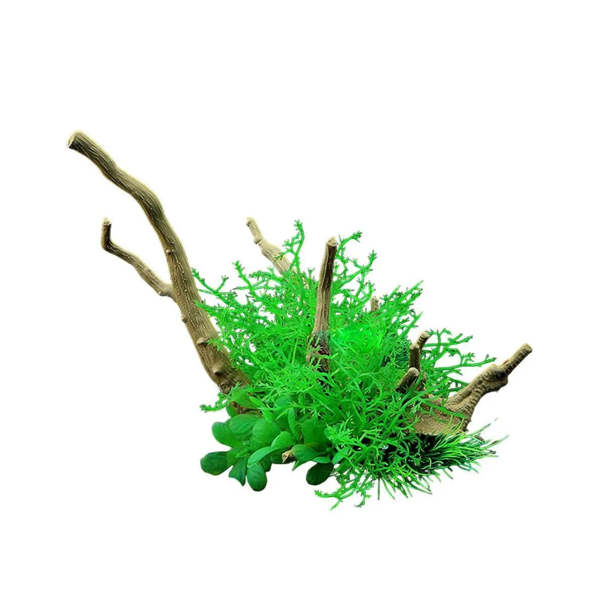 Aquarium Landscaping Decoration Artificial Wood and Plants Fish Tank Ornament - CM3901-Green Wholesale Hub