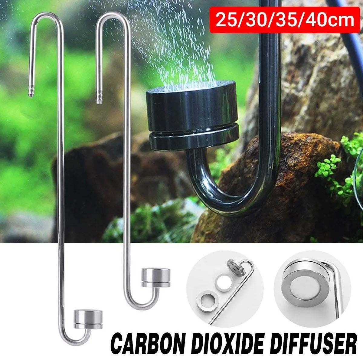Stainless Steel Aquarium CO2 Diffuser Carbon Dioxide Atomizer Grass Tank Bubbler - 30cm Wholesale Hub