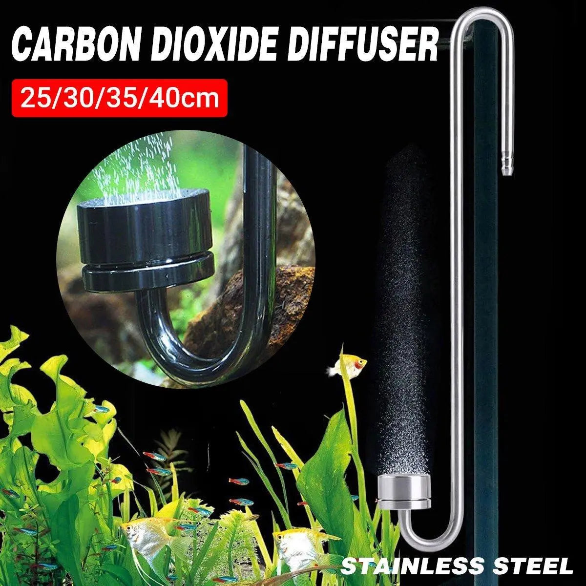 Stainless Steel Aquarium CO2 Diffuser Carbon Dioxide Atomizer Grass Tank Bubbler - 35cm Wholesale Hub