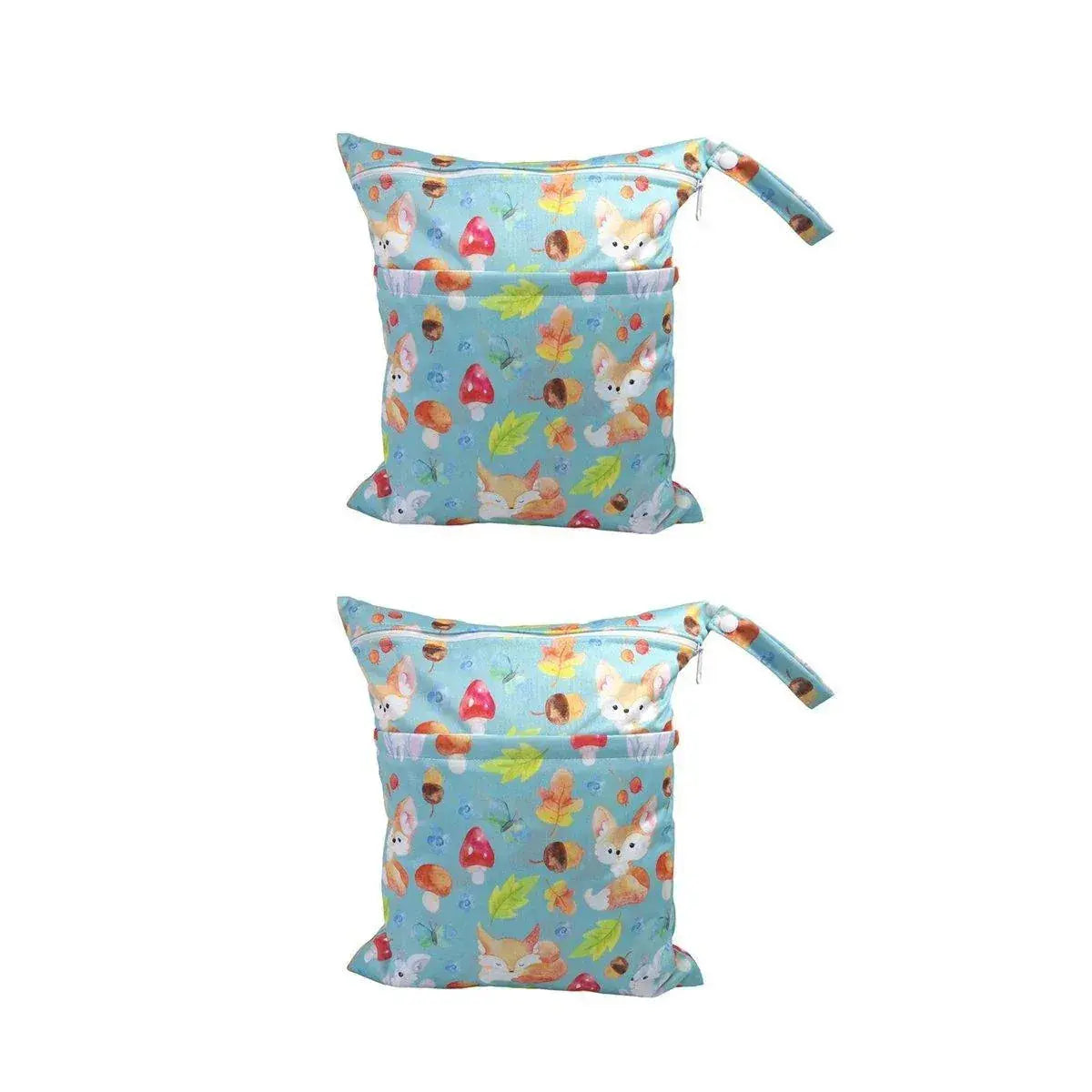 2PCS Cartoon Printed Diaper Bag Double Zipper Washable Storage Organizer - Fox Cone Wholesale Hub
