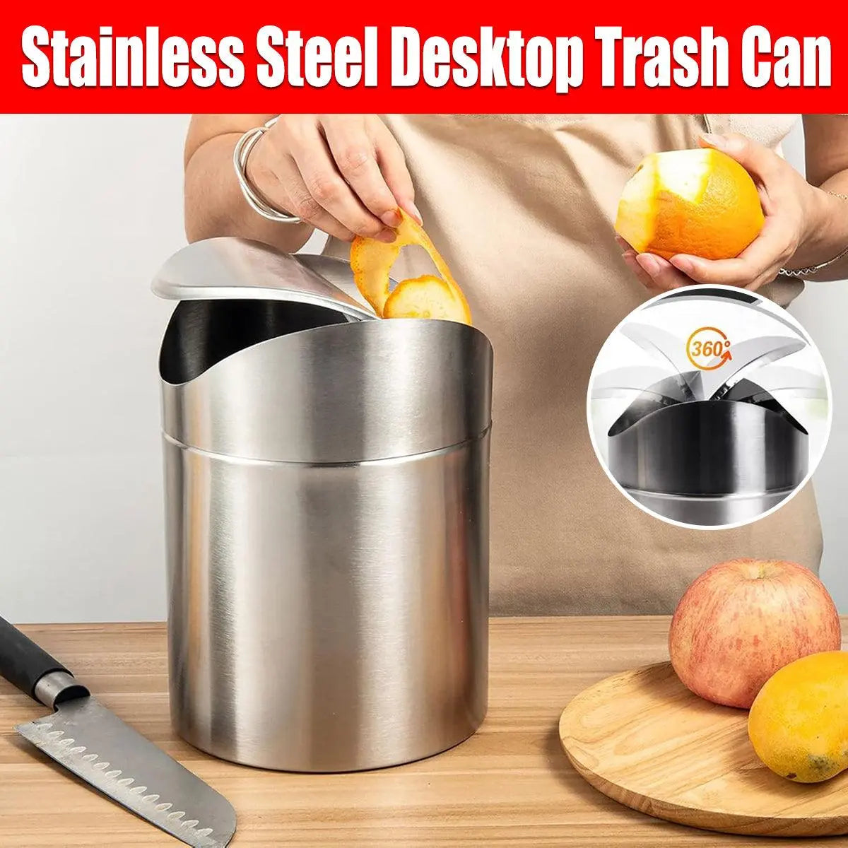 Stainless Steel Mini Desktop Wastebasket Organizer Compact Waste Bin for Office Wholesale Hub