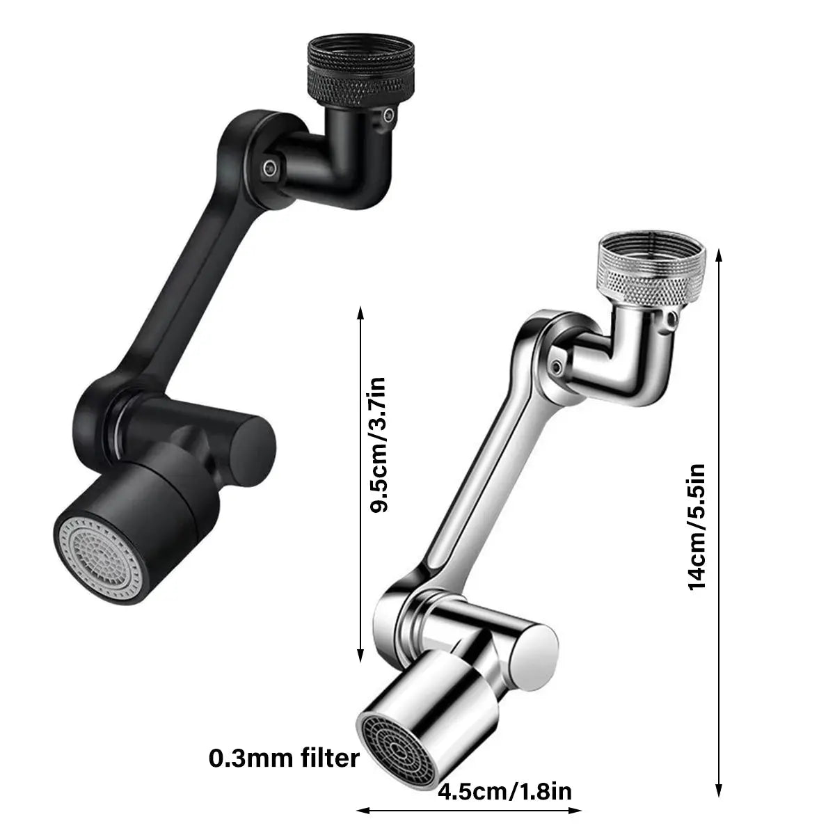 Multifunction Mechanical Arm Faucet Extender Rotatable Sink Tap Adapter Joint - Silver Wholesale Hub