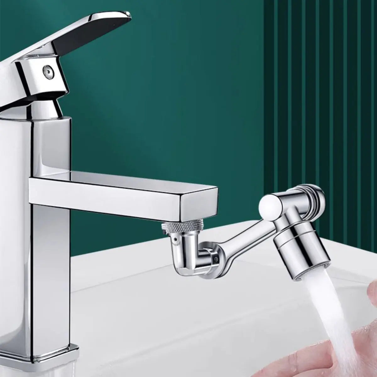 Multifunction Mechanical Arm Faucet Extender Rotatable Sink Tap Adapter Joint - Silver Wholesale Hub