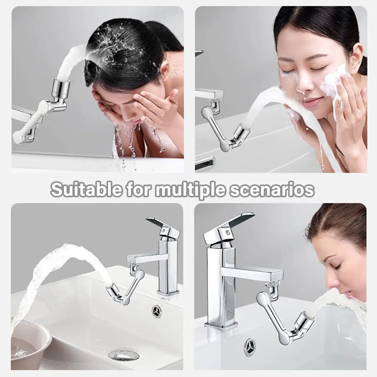 Multifunction Mechanical Arm Faucet Extender Rotatable Sink Tap Adapter Joint - Silver Wholesale Hub