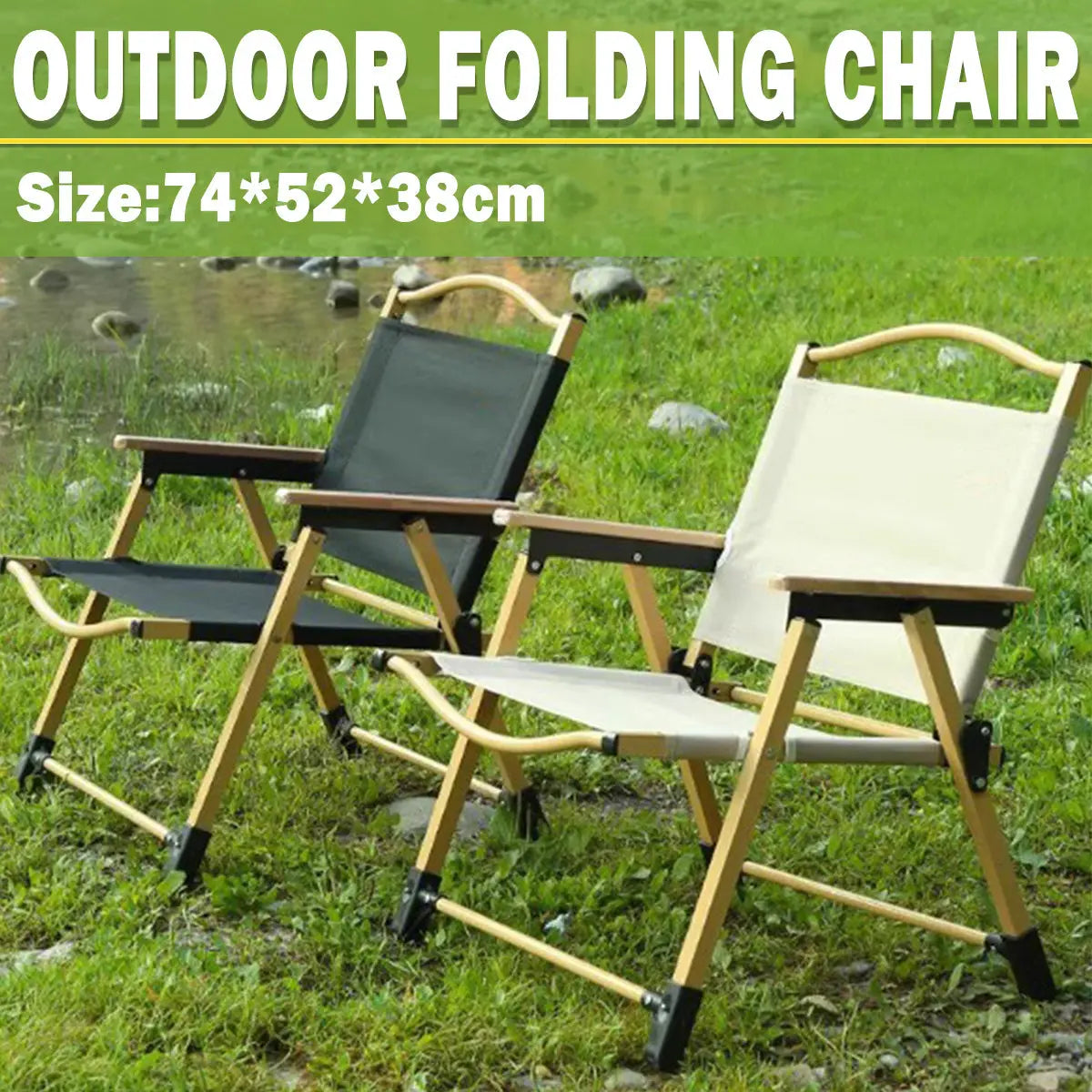 Outdoor Folding Chair Portable Camping Seat Compact Foldable Chair for Picnic - Black Wholesale Hub
