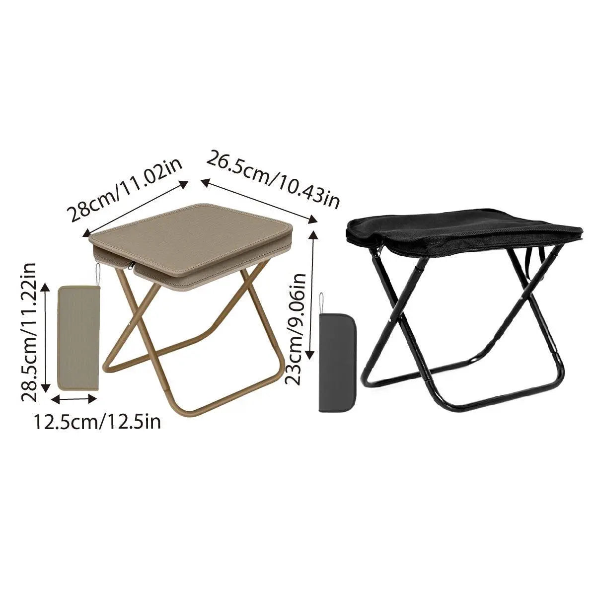 Portable Folding Camping Chair Handbag Stool Lightweight Outdoor Folding Tools - Khaki Wholesale Hub