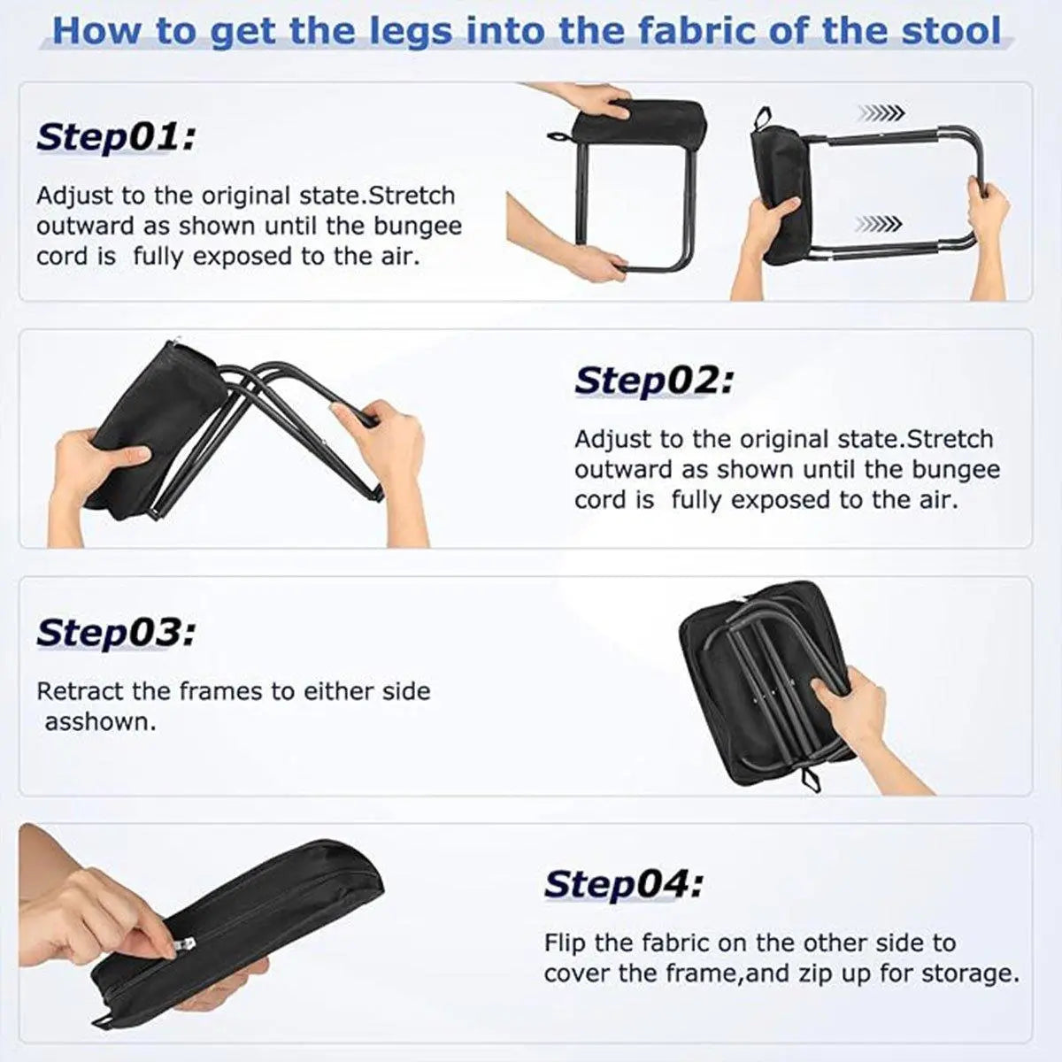 Portable Folding Camping Chair Handbag Stool Lightweight Outdoor Folding Tools - Khaki Wholesale Hub