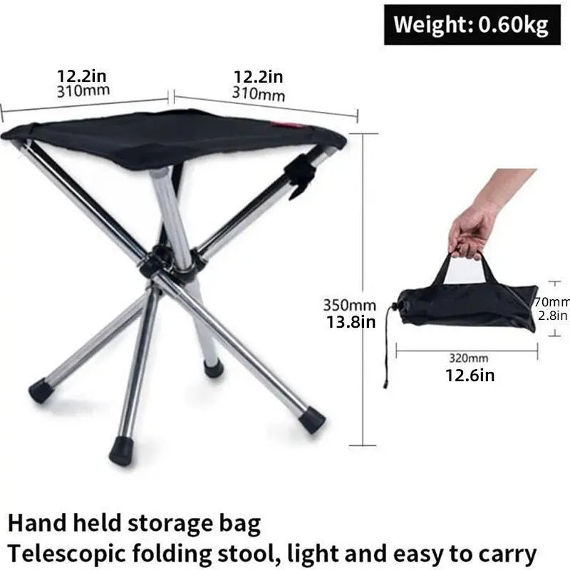 Portable Outdoor Telescopic Folding Stool Camping Chair Fishing Seat Lightweight Wholesale Hub