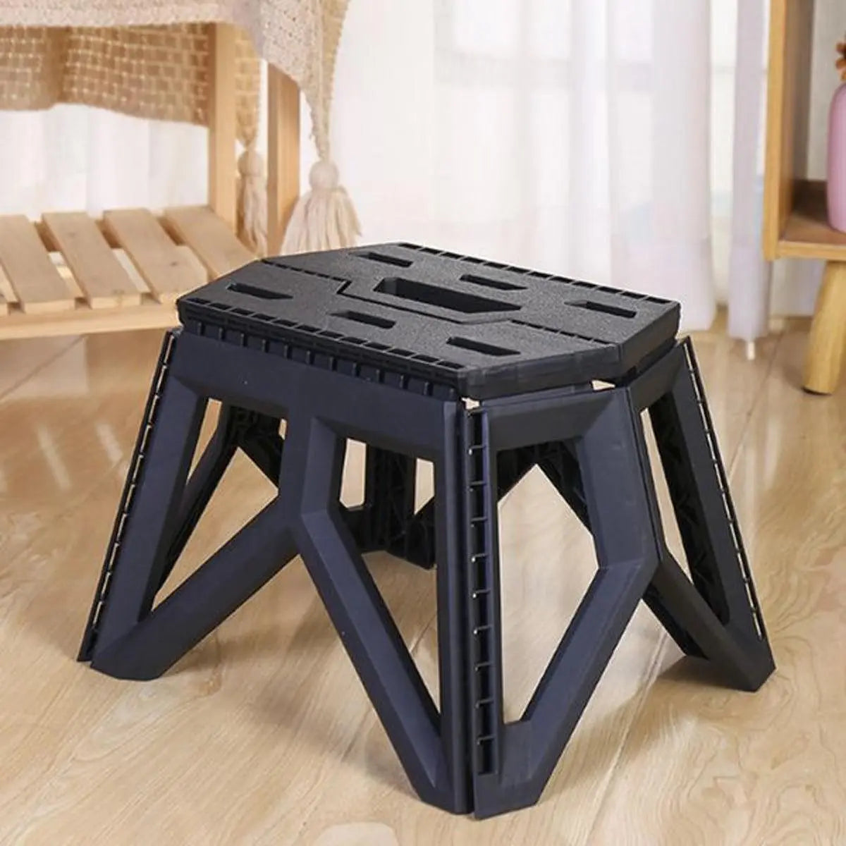 Foldable Stool Portable Fishing Stool Compact Folding Small Bench Outdoor Seat - Black Wholesale Hub