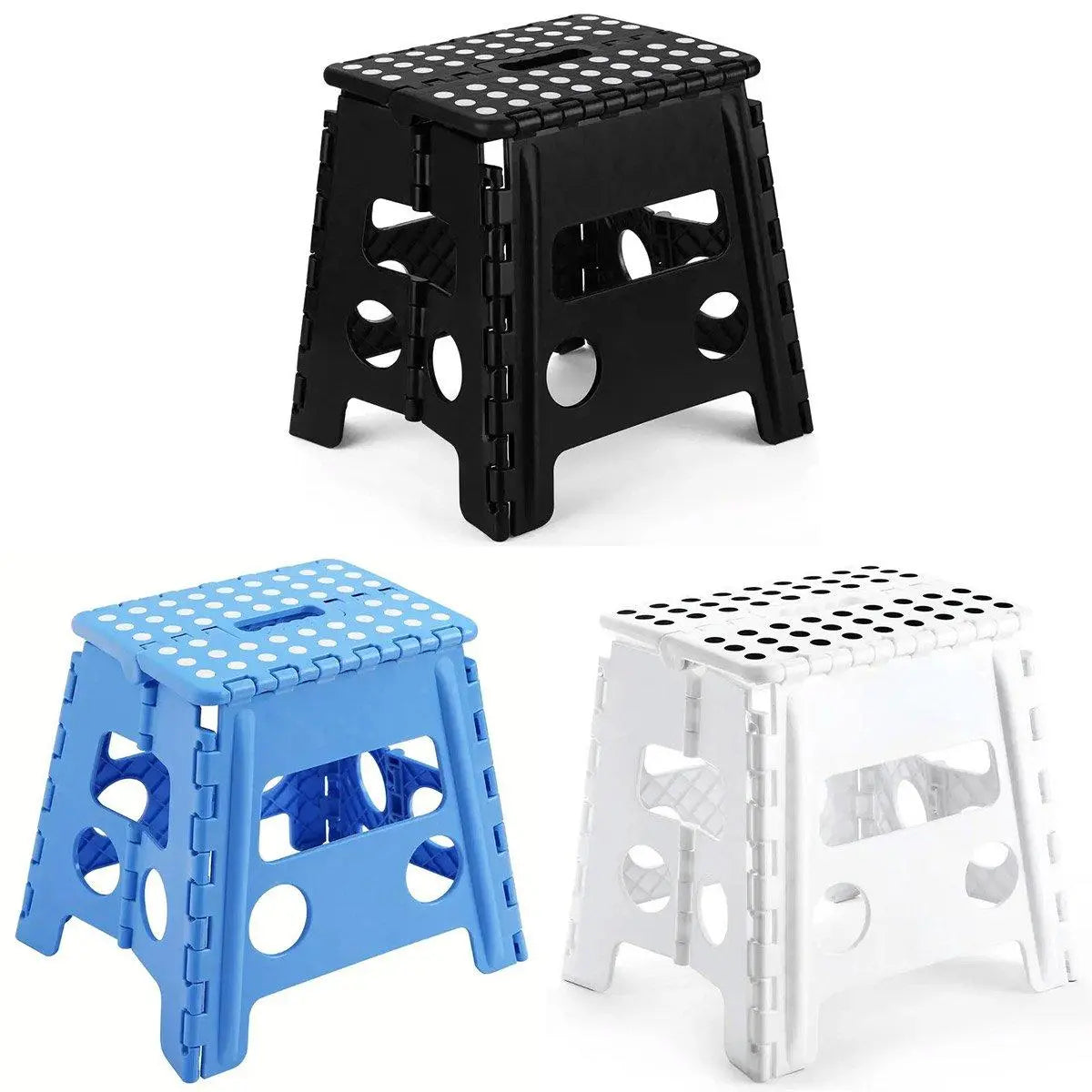 Portable Folding Plastic Stool Lightweight Collapsible Chair for Outdoor Travel - White Wholesale Hub