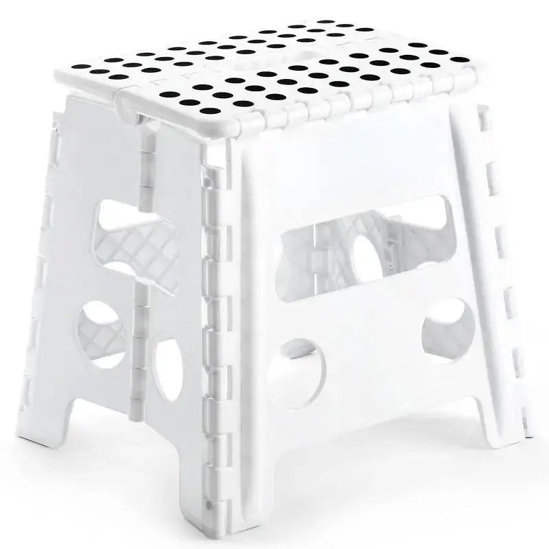 Portable Folding Plastic Stool Lightweight Collapsible Chair for Outdoor Travel - White Wholesale Hub