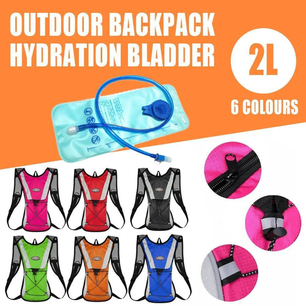 Hydration Pack Backpack Bag with 2L Water Bladder for Hiking Camping Cycling Running - Black Wholesale Hub
