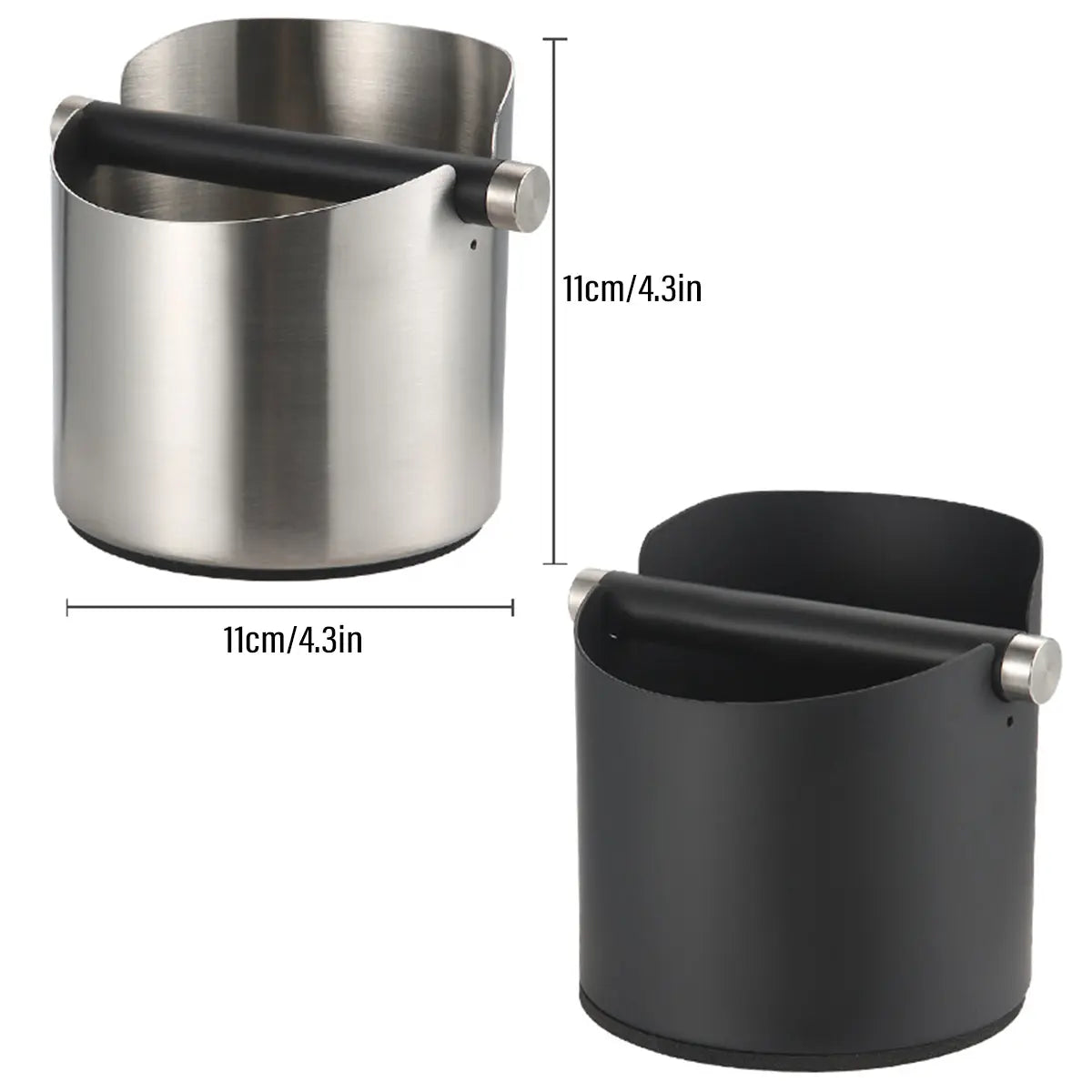 Stainless Steel Coffee Grounds Knock Box Round Tap Bucket for Household Espresso - Black Wholesale Hub