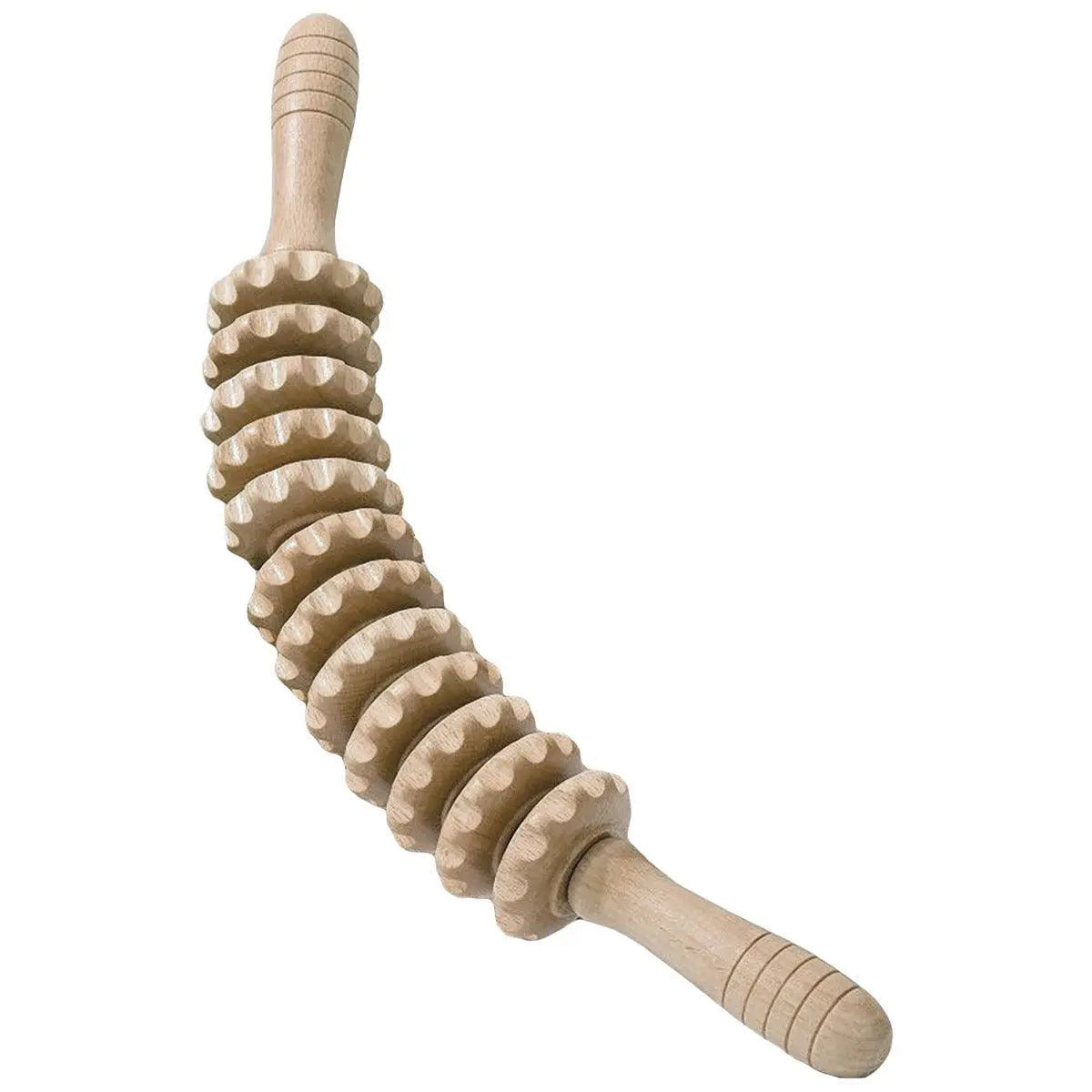 Wooden 12Roller Massage Stick Meridian Therapy Neck Back Thigh Muscle Relaxation Wholesale Hub
