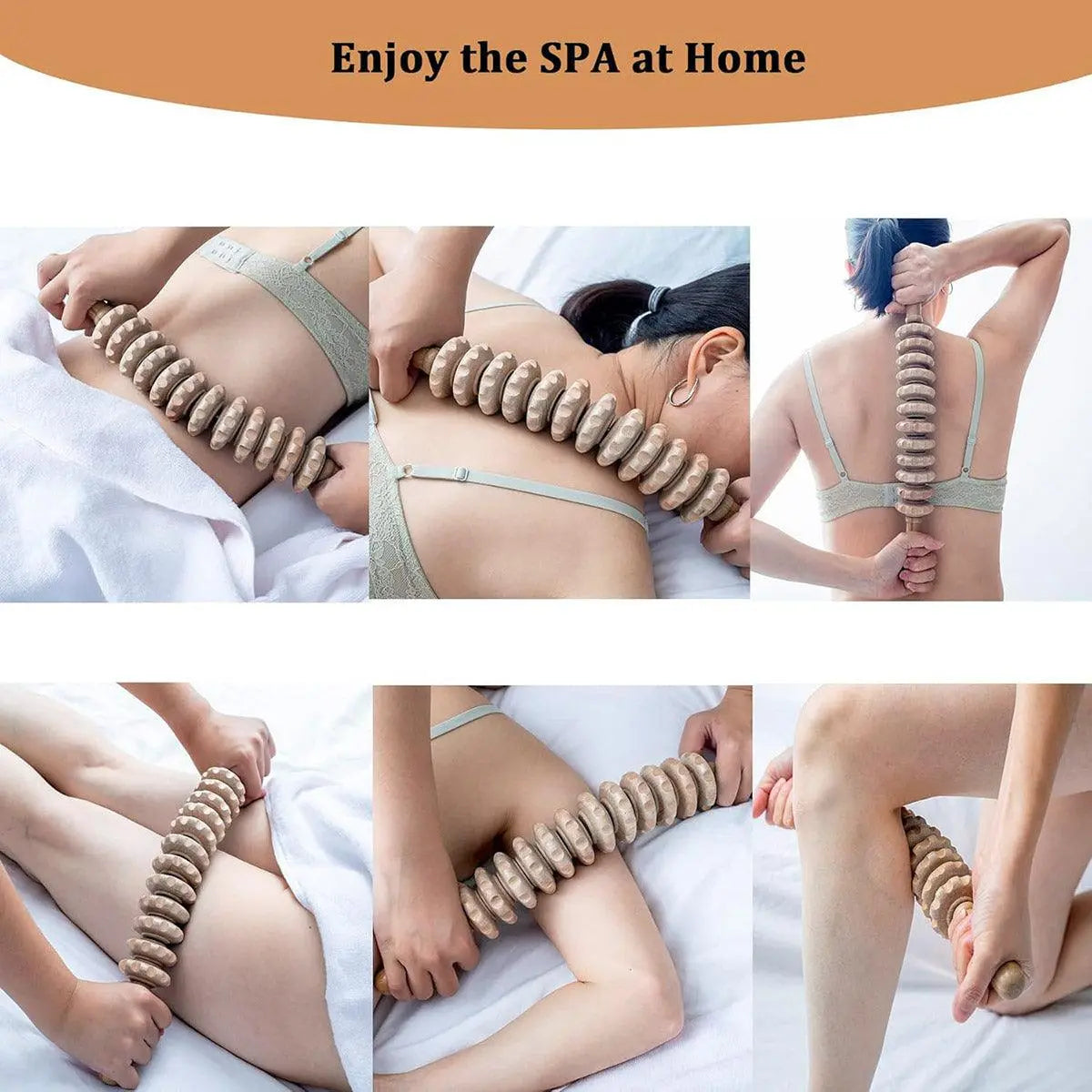Wooden 12Roller Massage Stick Meridian Therapy Neck Back Thigh Muscle Relaxation Wholesale Hub