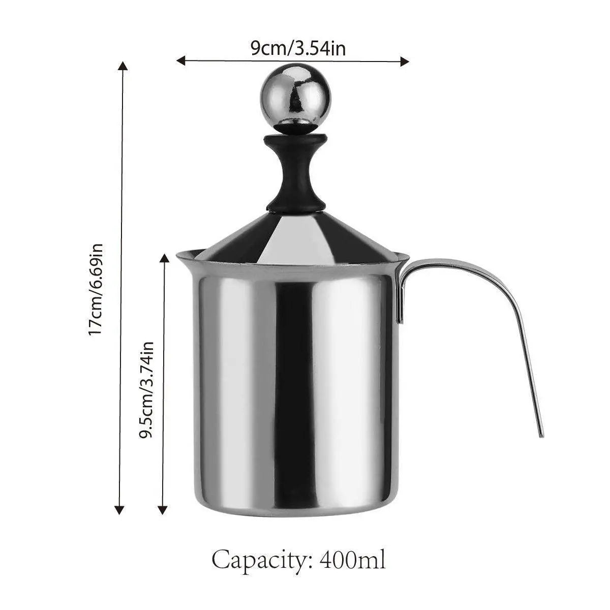 400ml Stainless Steel Manual Milk Frother Double Mesh Strainer Frothing Pitcher Wholesale Hub