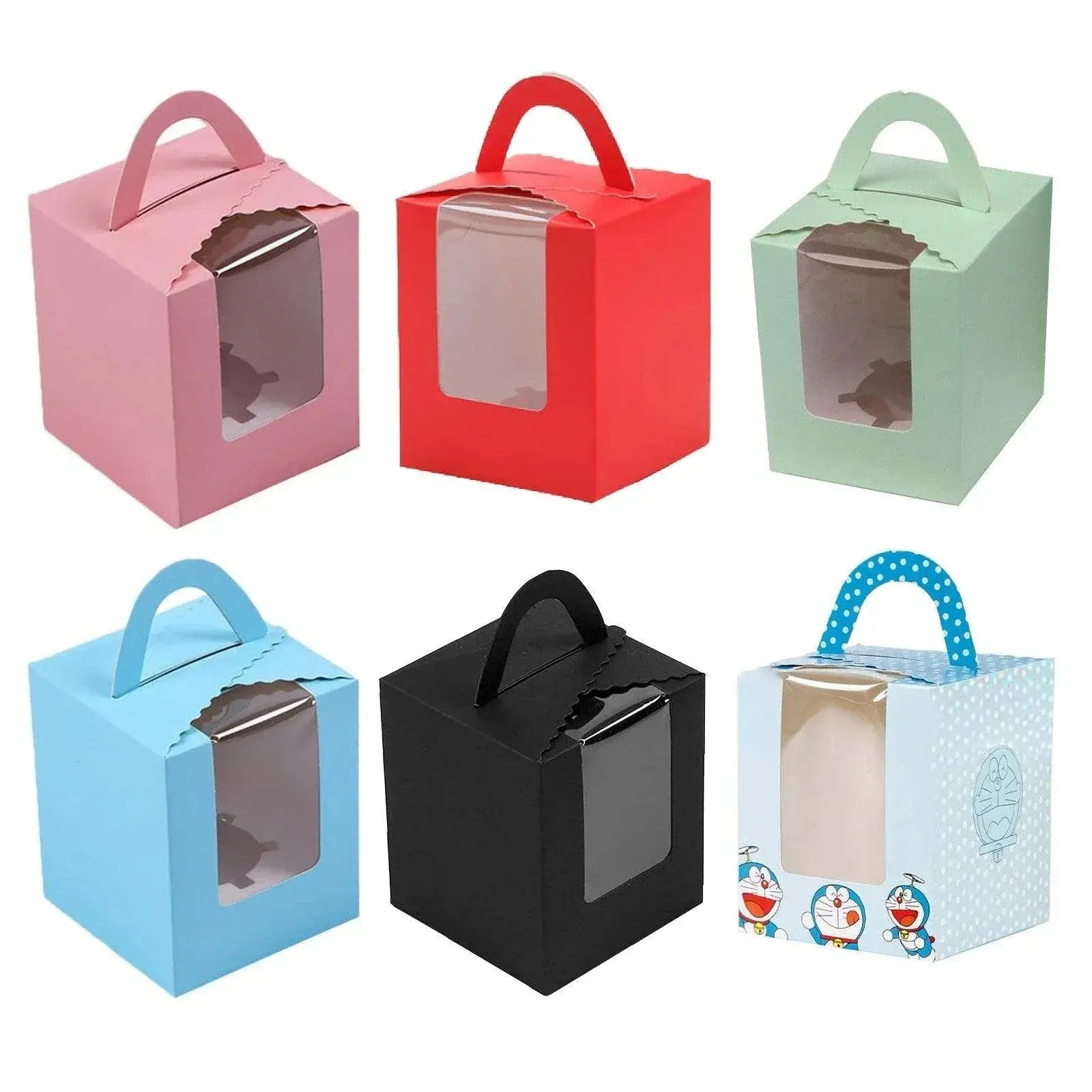 50 Pack Premium Cupcake Boxes with Window Thickened Cardboard Muffin Holders - Pink Wholesale Hub