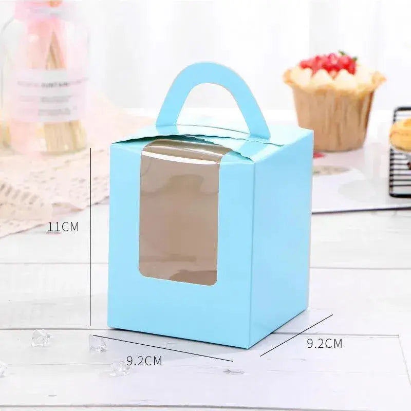 50 Pack Premium Cupcake Boxes with Window Thickened Cardboard Muffin Holders - Pink Wholesale Hub