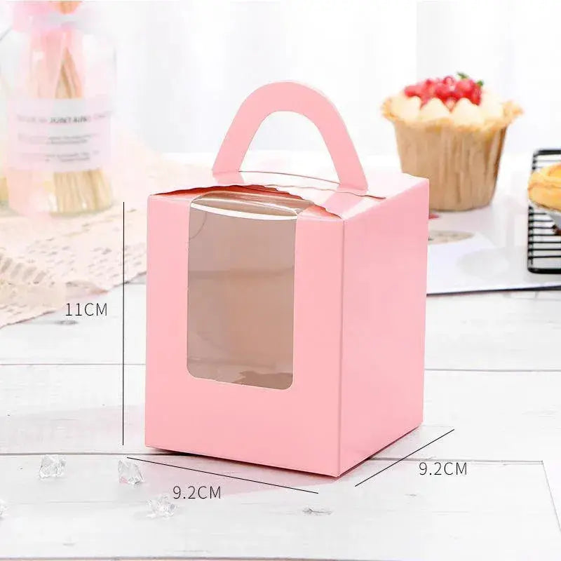 50 Pack Premium Cupcake Boxes with Window Thickened Cardboard Muffin Holders - Pink Wholesale Hub