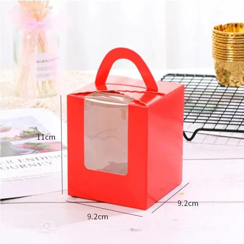 50 Pack Premium Cupcake Boxes with Window Thickened Cardboard Muffin Holders - Pink Wholesale Hub
