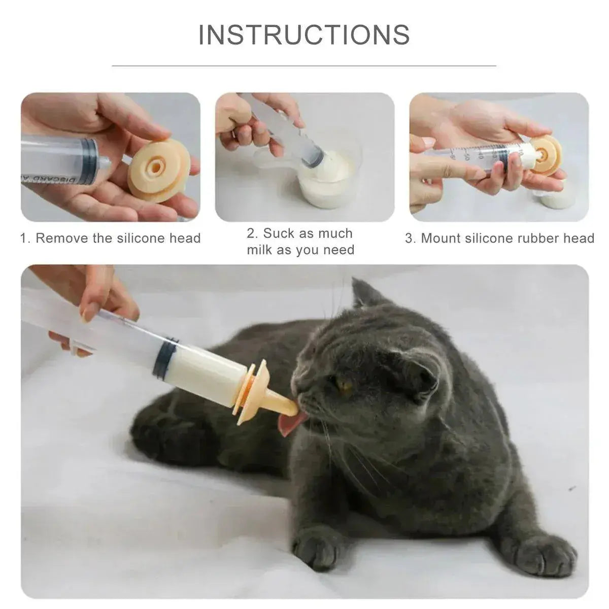 Kitten Puppy Pet Feeding Syringe Feeder Cat Dog Nursing Bottle with Pacifier - L-4PCS Wholesale Hub