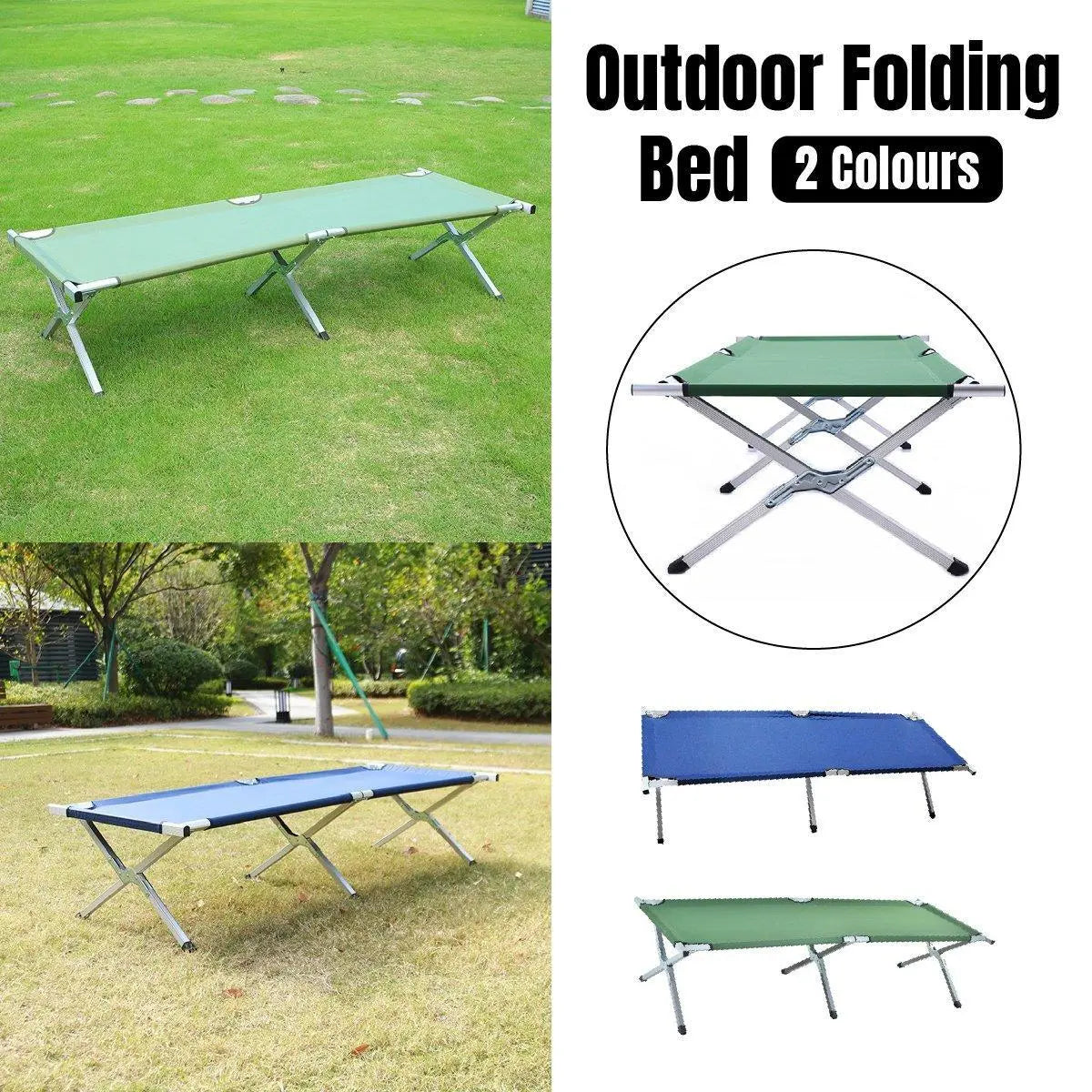 Portable Lightweight Folding Aluminum Camping Bed Ultra Light Outdoor Camp Bed - Green Wholesale Hub
