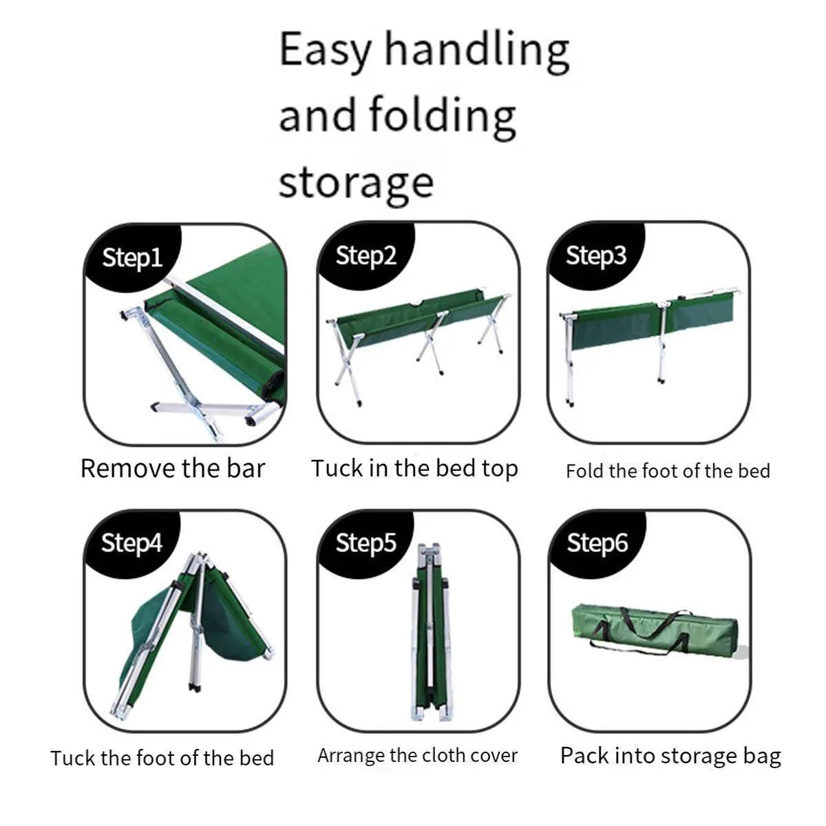 Portable Lightweight Folding Aluminum Camping Bed Ultra Light Outdoor Camp Bed - Green Wholesale Hub