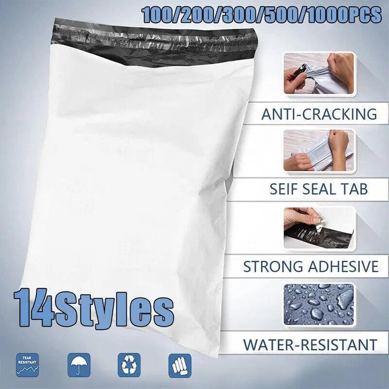 Poly Mailer Bags Mailing Satchel Plastic Courier Self Sealing Packing - 20*35cm *100 PCS Wholesale Hub