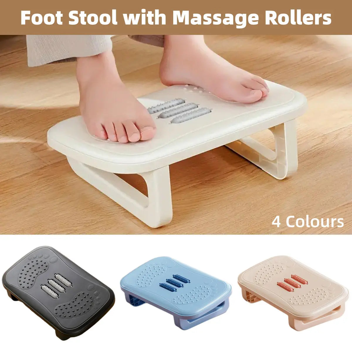Ergonomic Office Footrest Adjustable Under Desk Stool Anti Fatigue Foot Support - Black Wholesale Hub