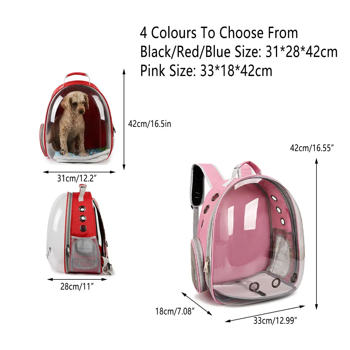 Pet Outdoor Carrier Backpack Cat Dog Puppy Travel Space Capsule Shoulder Bag - Pink Wholesale Hub