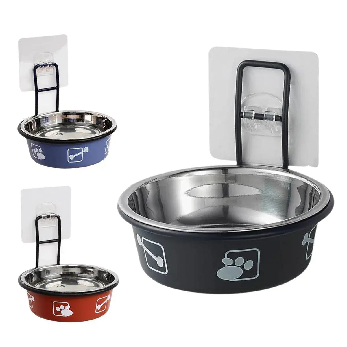 Stainless Steel Pet Bowl Hanging Cat Food Water Bowl Durable for Dogs and Cats - Black-14cm Wholesale Hub