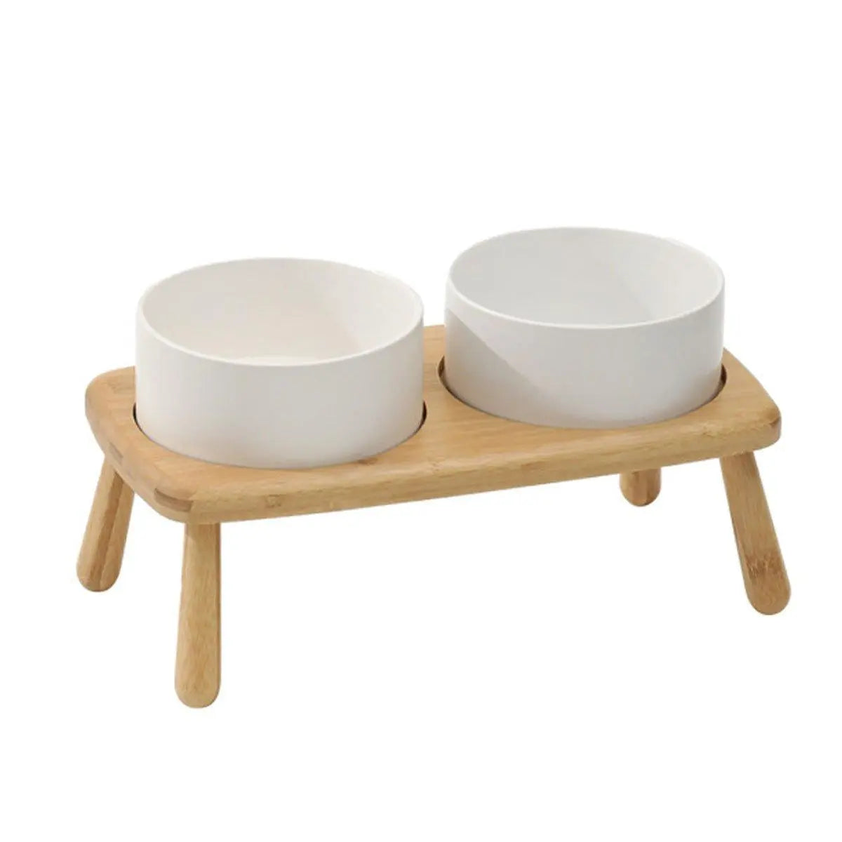 Ceramic Elevated Dog Bowl Anti-Slip Double Bowl for Small Medium Large Dogs - Grey Wholesale Hub