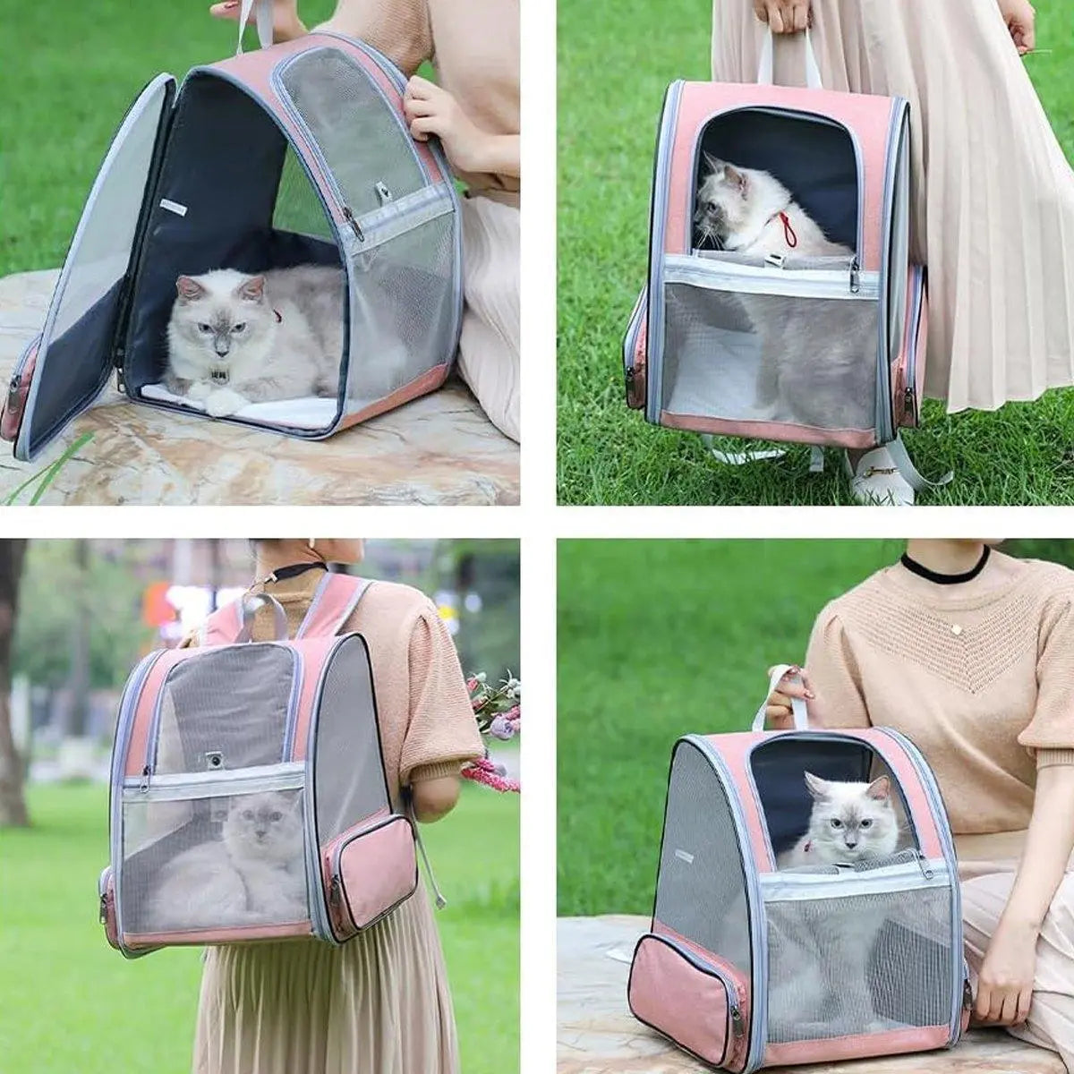 Large Foldable Breathable Portable Cat Dog Bag Outdoor Shoulder Pet Backpack - Blue Wholesale Hub