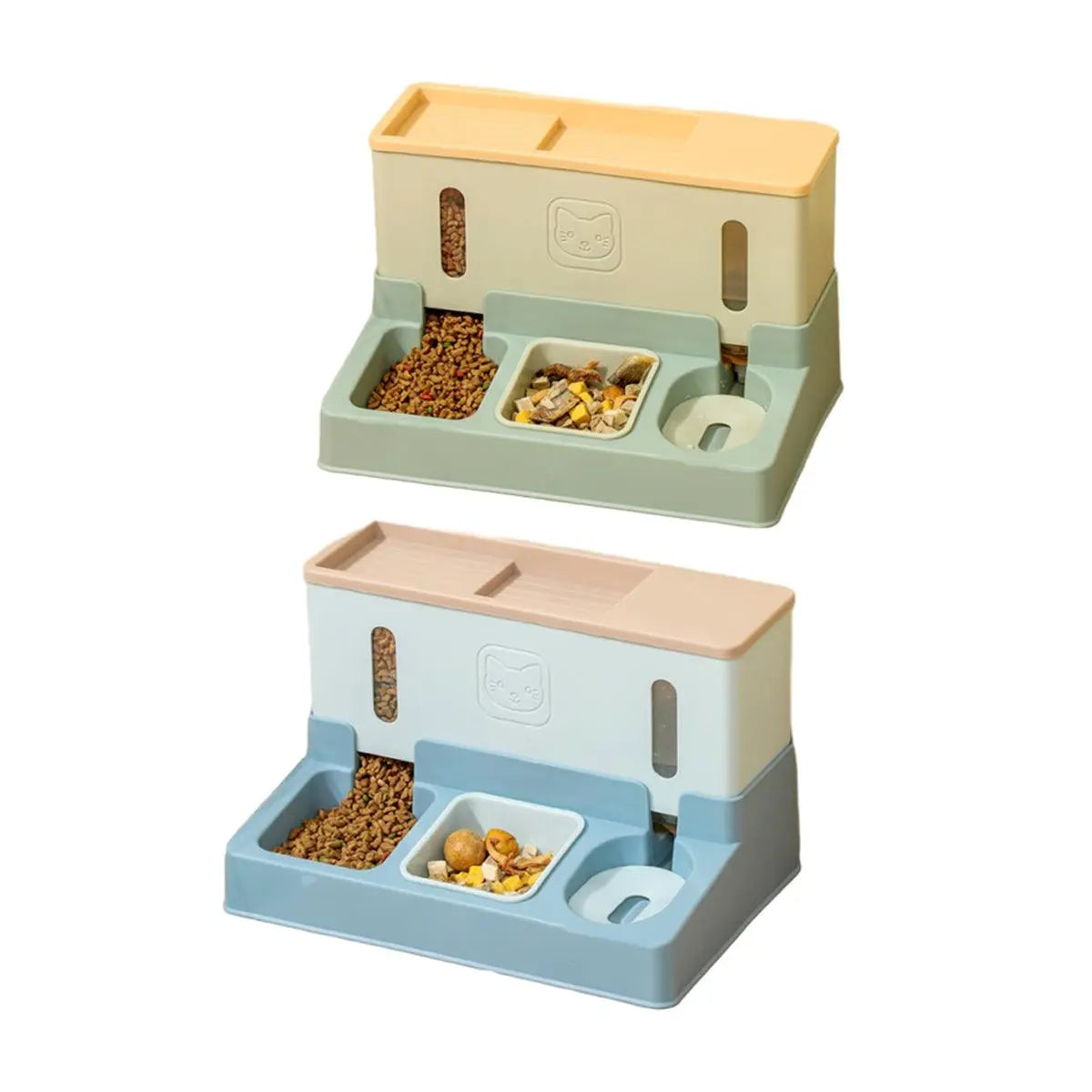 All in One Pet Feeding Bowl Cat Dog Water and Food Feeder Automatic Dispenser - Blue Wholesale Hub