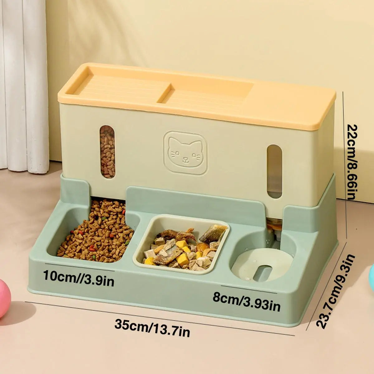 All in One Pet Feeding Bowl Cat Dog Water and Food Feeder Automatic Dispenser - Green Wholesale Hub