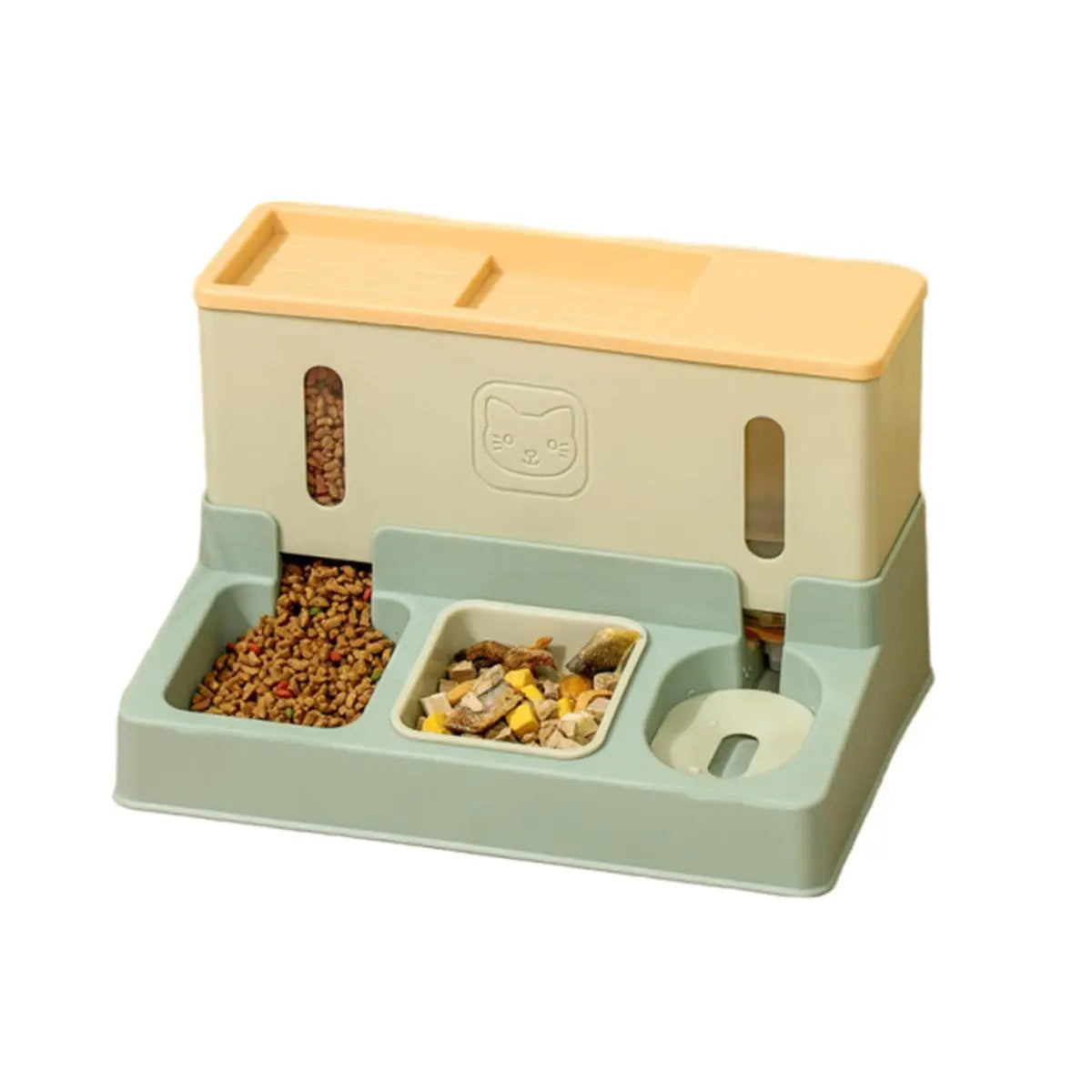 All in One Pet Feeding Bowl Cat Dog Water and Food Feeder Automatic Dispenser - Green Wholesale Hub
