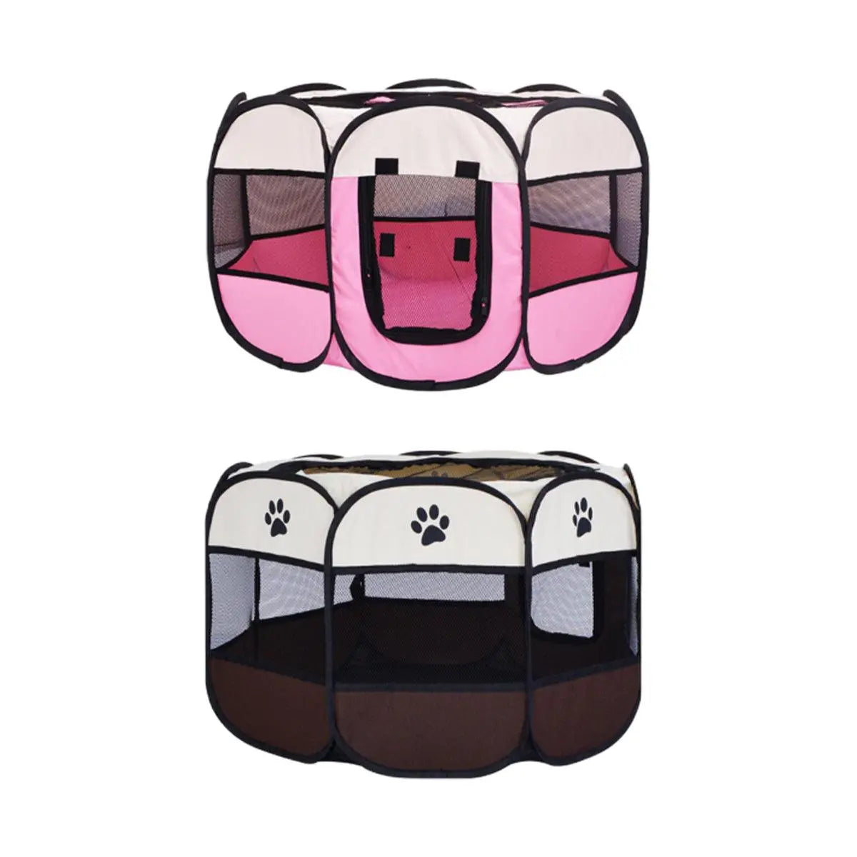 Pet Fence Indoor Cat Dog Tent Octagonal Fence Portable Foldable Cage Kennel - S-Pink Wholesale Hub