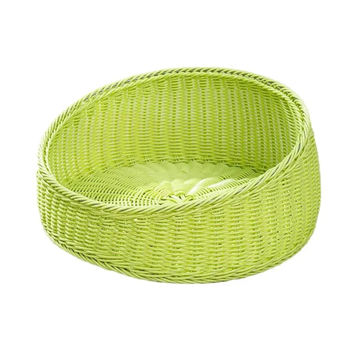 Rattan Cat Nest Four Seasons Open Cat House Summer Bed for Cats Pet Supplies - Green Wholesale Hub