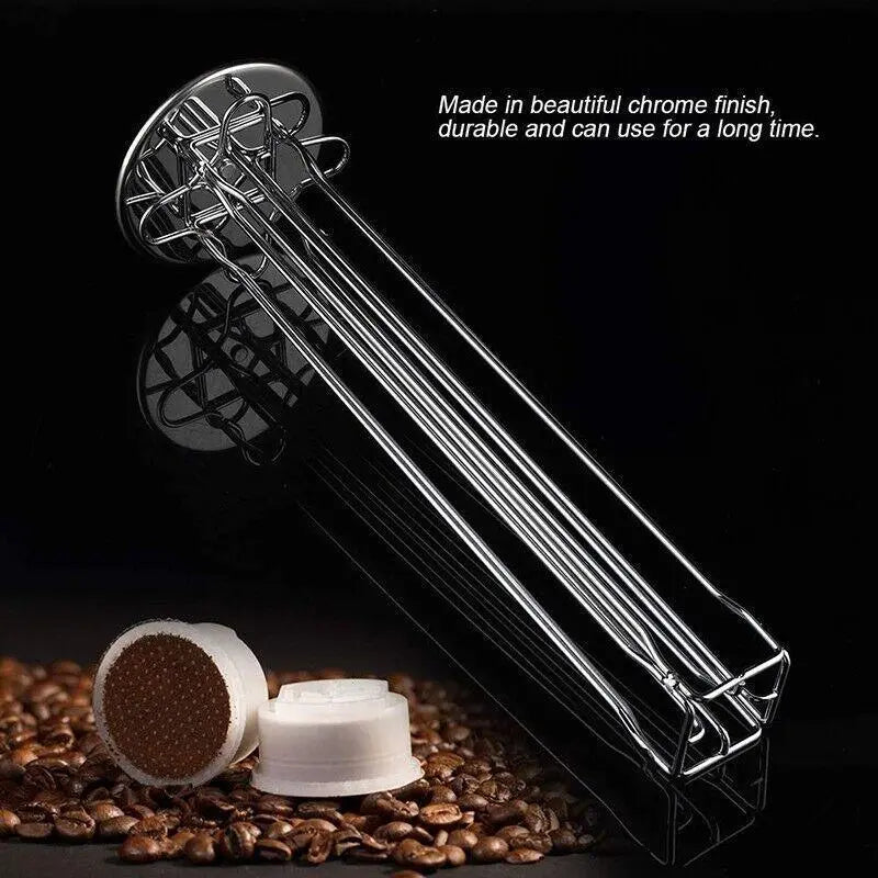 40 Capsules Rotating Coffee Pod Holder Rack for Nespresso Chrome Countertop Stand Wholesale Hub