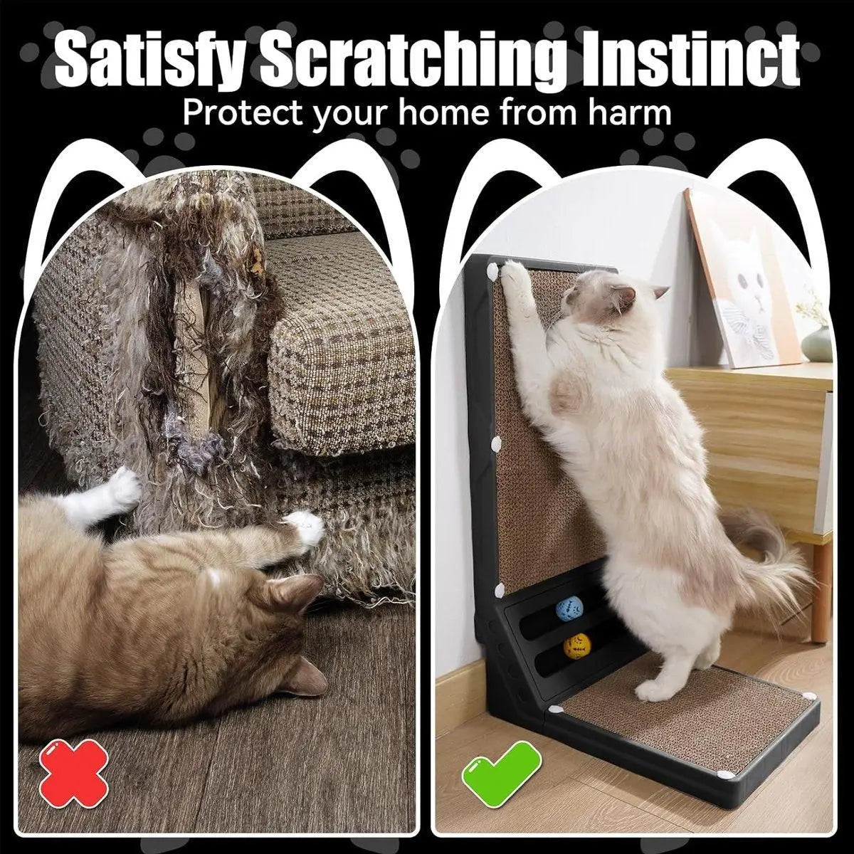 L-shaped Cat Scratching Board Vertical Claw Toy Cat Scratcher for Pet Playtime - Grey Wholesale Hub