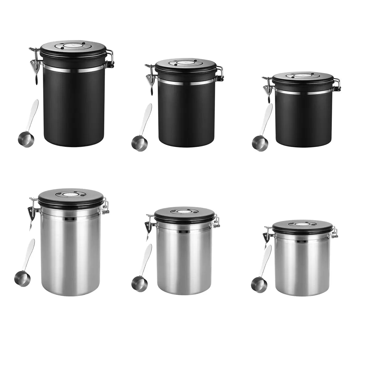 Coffee Powder Sealed Jar Airtight Storage Container for Kitchen Tea Sugar Beans - Silvery-1500ml Wholesale Hub